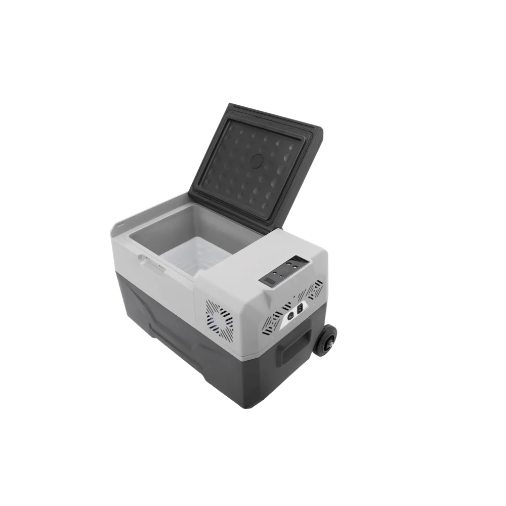 Elektrische Kühlbox 40l mit abnehmbaren Rollen und Griff Elektrische Kühlbox 40l mit abnehmbaren Rollen und Griff