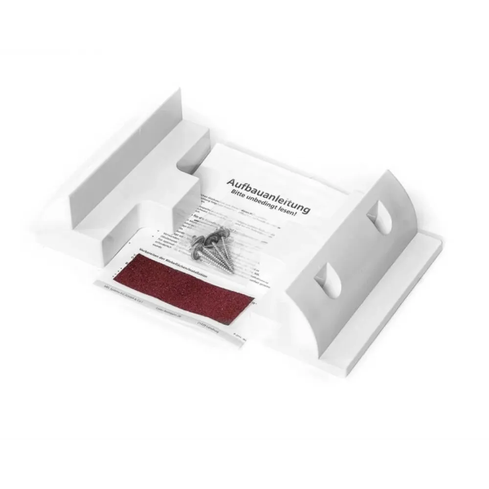 Montageset weiss: Eckspoiler - Verbinder - Dachdurchführung Montageset weiss: Eckspoiler - Verbinder - Dachdurchführung