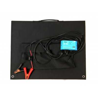 Effizientes Solarmodul 120W: Faltbarer Solarkoffer 120W flexibel - inkl. Ladegerät und Anschlussklemmen