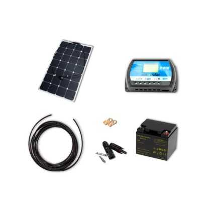 Solarset 100W flexibel mit 10A PWM Laderegler und 44Ah AGM-Batterie