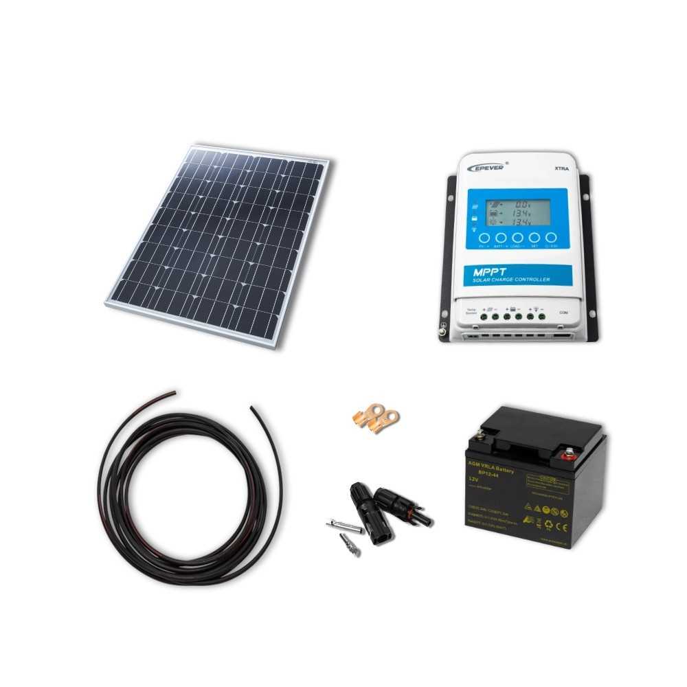 Solarset 100W mit 10A MPPT Laderegler und 44Ah AGM-Batterie