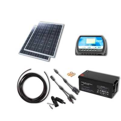 Solaranlage 200W mit 20A PWM Laderegler und 220Ah AGM-Batterie