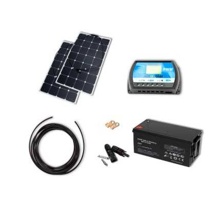 Solaranlage 210W flexibel, 20A PWM Laderegler und 220Ah AGM-Batterie