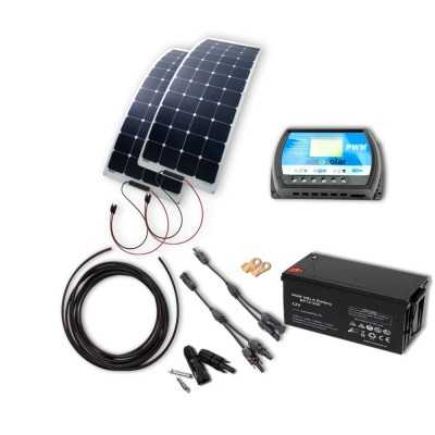 Solarset 320W flexibel, 30A PWM Laderegler & 220Ah AGM-Batterie