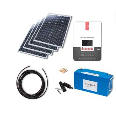 Solaranlage 4x100W mit 30A MPPT Laderegler und starker 200Ah Lithiumbatterie