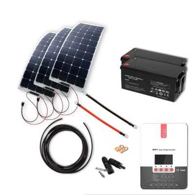 Solaranlage 480W flexibel mit 40A MPPT Laderegler und 2x220Ah AGM-Batterien