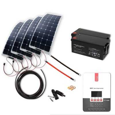 Solarset 640W flexibel mit 60A MPPT Laderegler und 2x220Ah AGM-Batterie