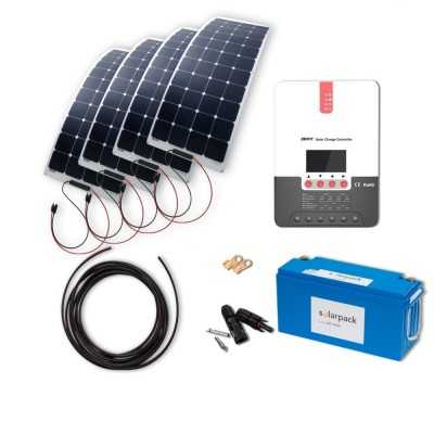 Solarset 640W flexibel mit 60A MPPT Laderegler und 200Ah Lithiumbatterie