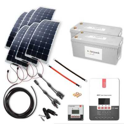 Solaranlage 960W flexibel, Laderegler, 2x 100Ah 24V Lithiumbatterien