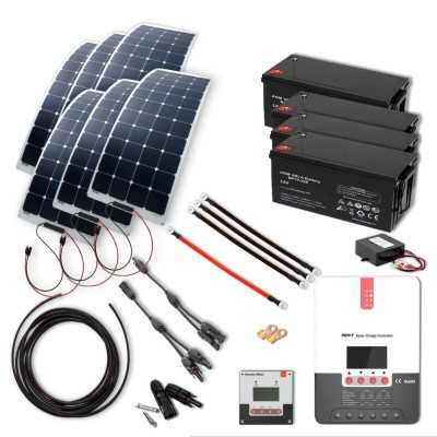 Solaranlage 960W 24V flexibel, Laderegler & 4x 220Ah AGM Batterien