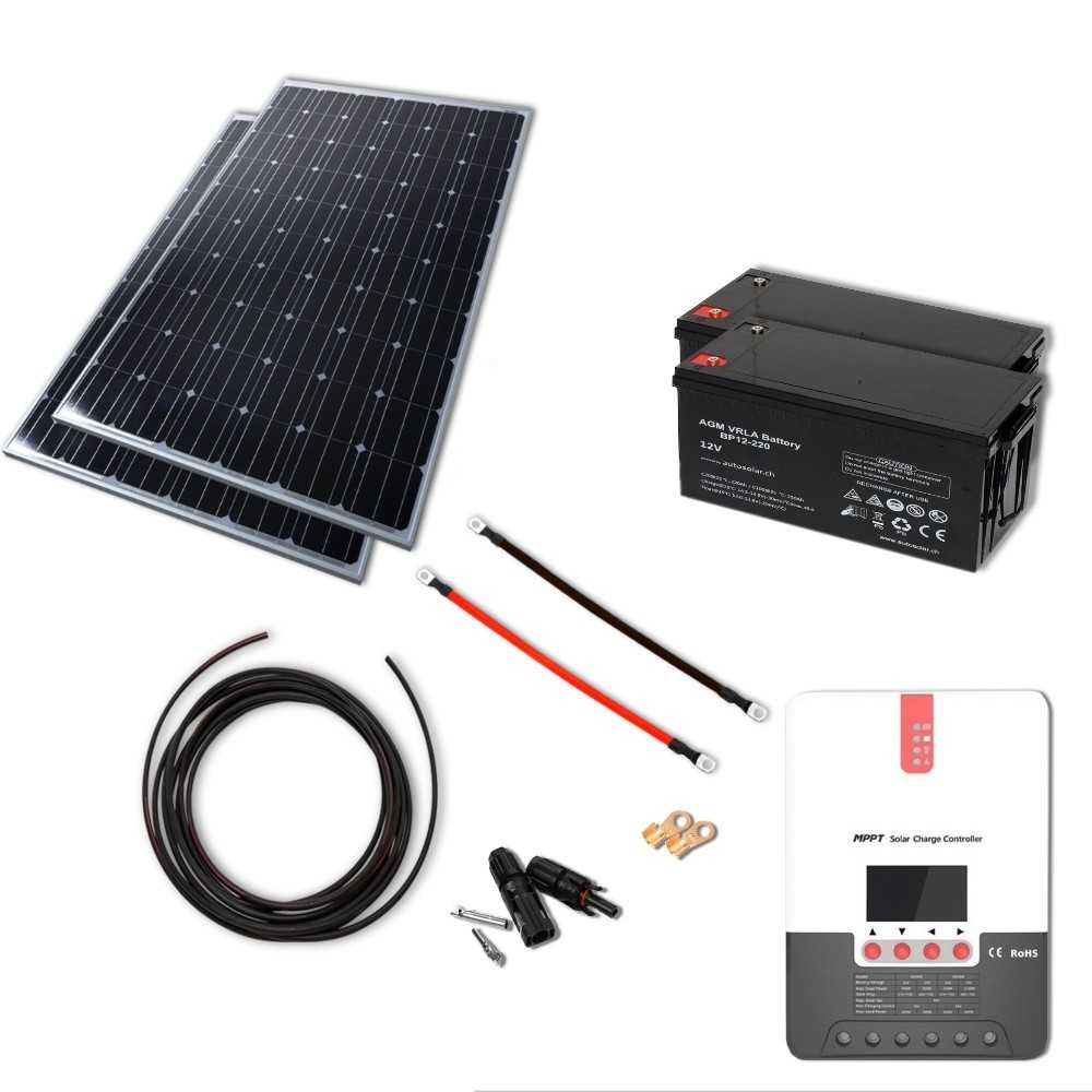 Solarset 670W mit 60A MPPT Laderegler und 2x220Ah AGM-Batterie