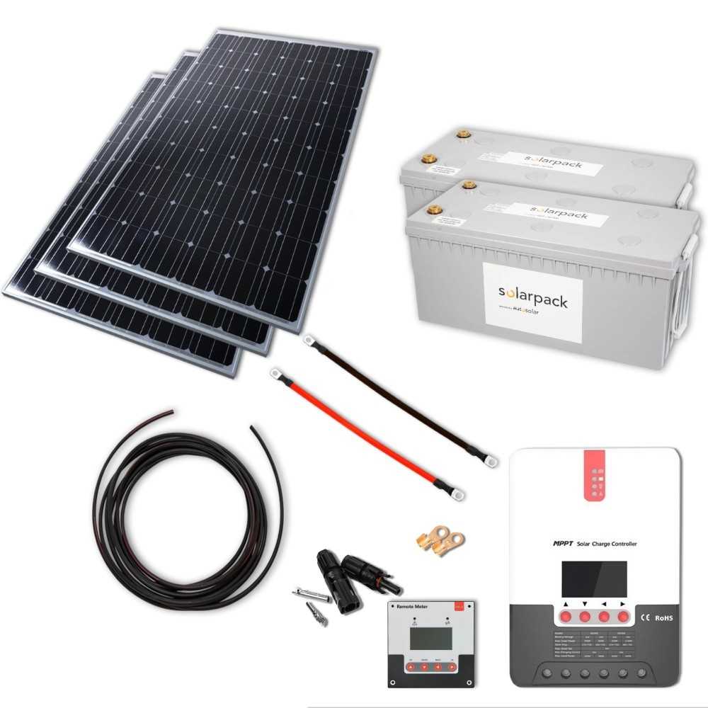 Solarset 1005W 24V mit 60A MPPT Laderegler und 2x 100Ah 24V Lithiumbatterien