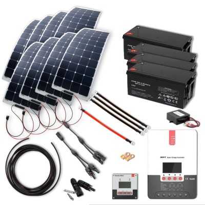 Solarset 1320W 24V flexibel mit 60A MPPT Laderegler und 4x 220Ah AGM Batterien