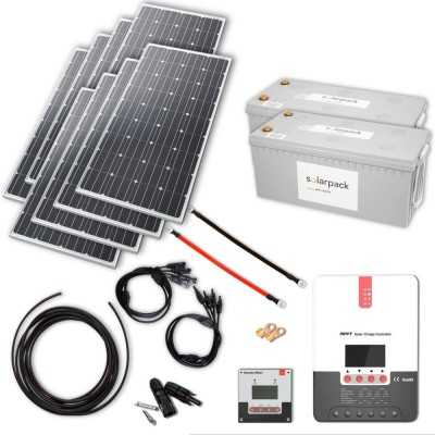 Solarset 1280W 24V mit 60A MPPT Laderegler und 2x 100Ah 24V Lithiumbatterien