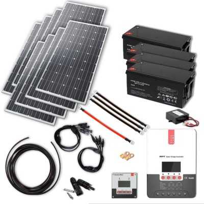 Solarset 1280W 24V mit 60A MPPT Laderegler und 4x 220Ah AGM Batterien