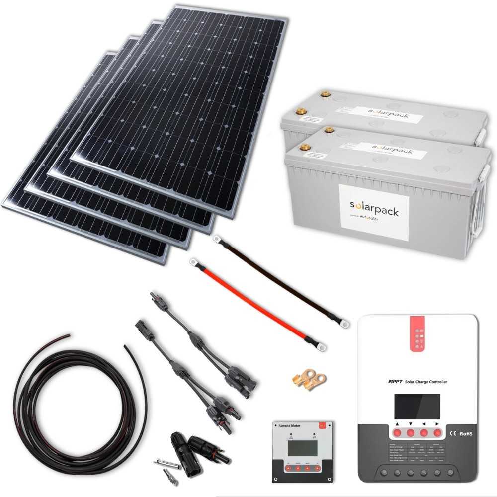 Solarset 1340W 24V mit 60A MPPT Laderegler und 2x 100Ah 24V Lithiumbatterien