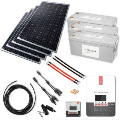 Solarset 1600W 24V mit 60A MPPT Laderegler und 3x 100 Ah 24V Lithiumbatterien