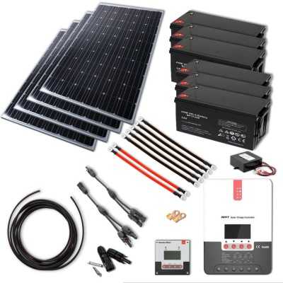 Solarset 1600W 24V mit 60A MPPT Laderegler und 6x 220Ah AGM Batterien