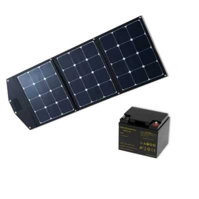 Système solaire 135 W avec régulateur de charge MPPT 10 A et batterie AGM 82 Ah
