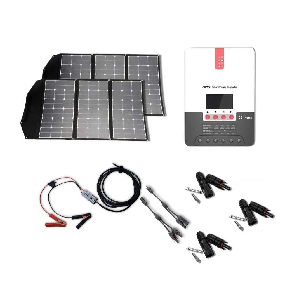 Effizientes Solarmodul 180W: Faltbarer Solarkoffer 180W flexibel - inkl. Ladegerät und Anschlussklemmen