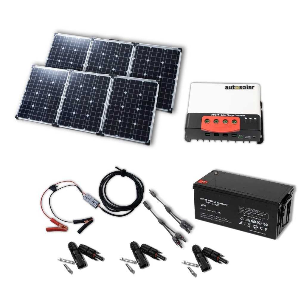 Solarset 300W Solarkoffer mit 20A MPPT Laderegler und 220Ah AGM-Batterien