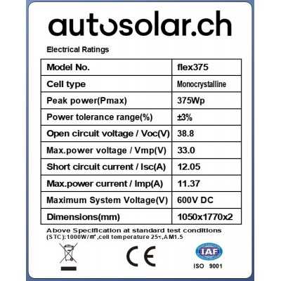 375W flexible solar panel 24V - black