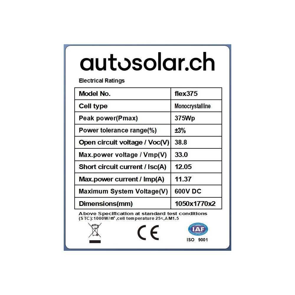 Panneau solaire flexible 375 W 24 V - noir