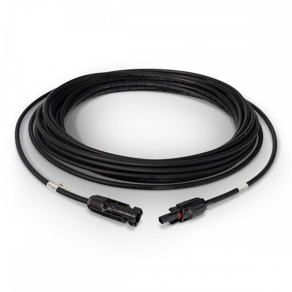 Câble d'extension solaire 2 x 12 mètres à 6 mm² avec connecteurs solaires aux deux extrémités (compatible MC4)