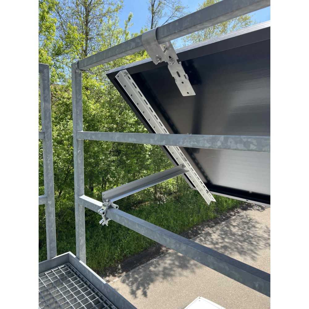 Balcony bracket angled for a solar panel Balcony bracket angled for a solar panel