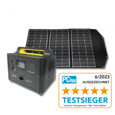 Notstrom-Set Solargenerator 1200 "Swiss Edition"mit 195W Solarkoffer