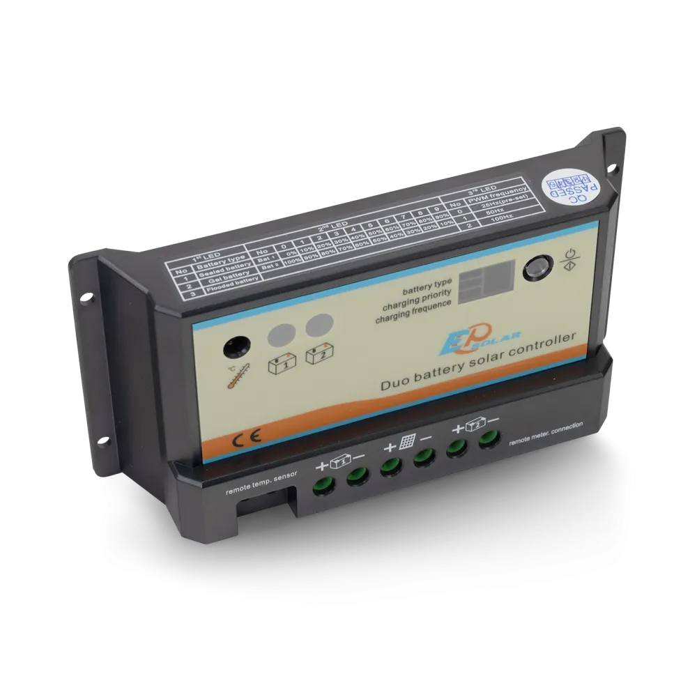 Contrôleur de charge solaire double PWM 10A pour 2 batteries