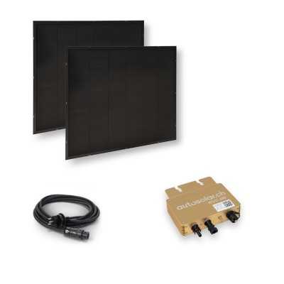 Balkonkraftwerk mit Panels in schwarz