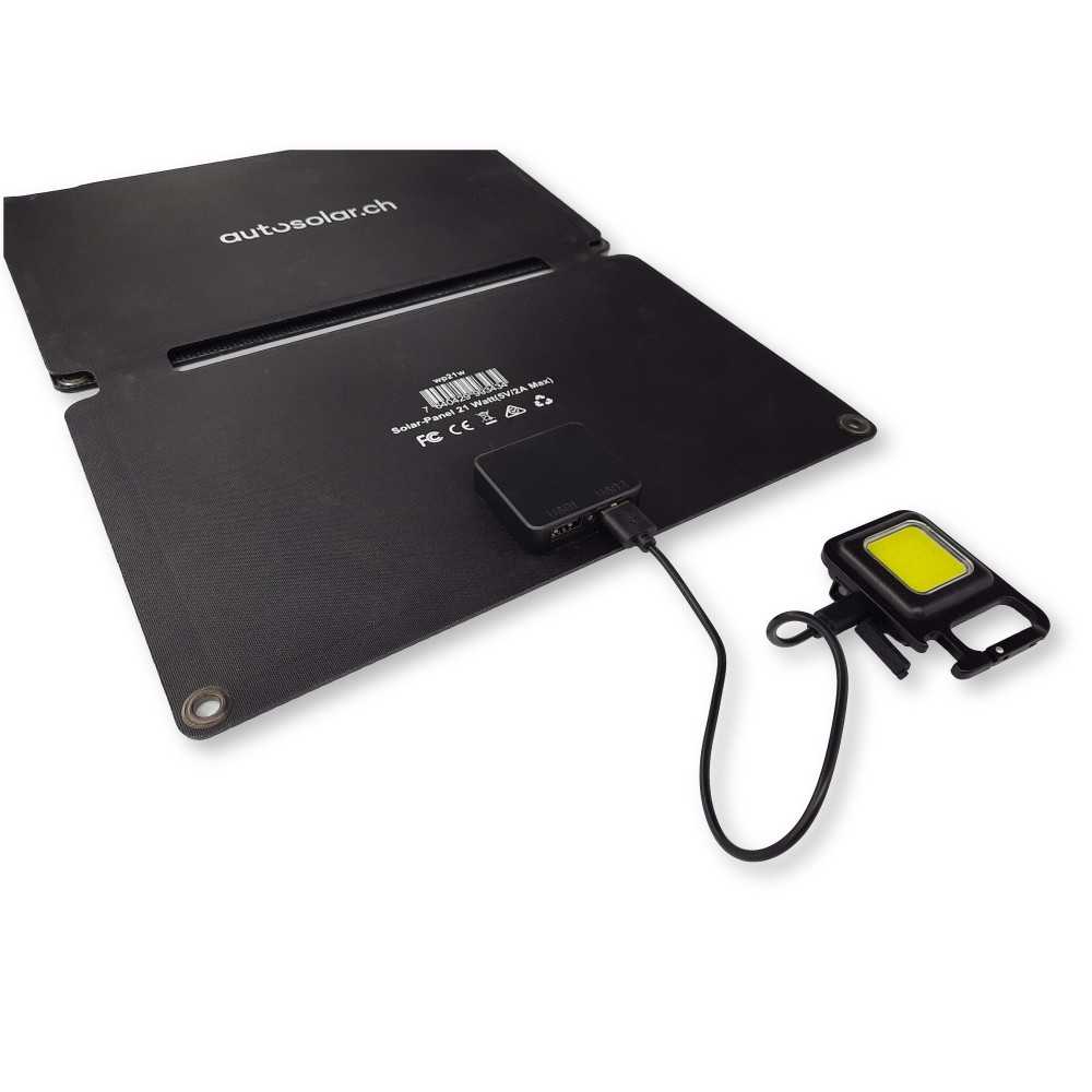 Panneau solaire pliable de 21 watts avec deux ports USB