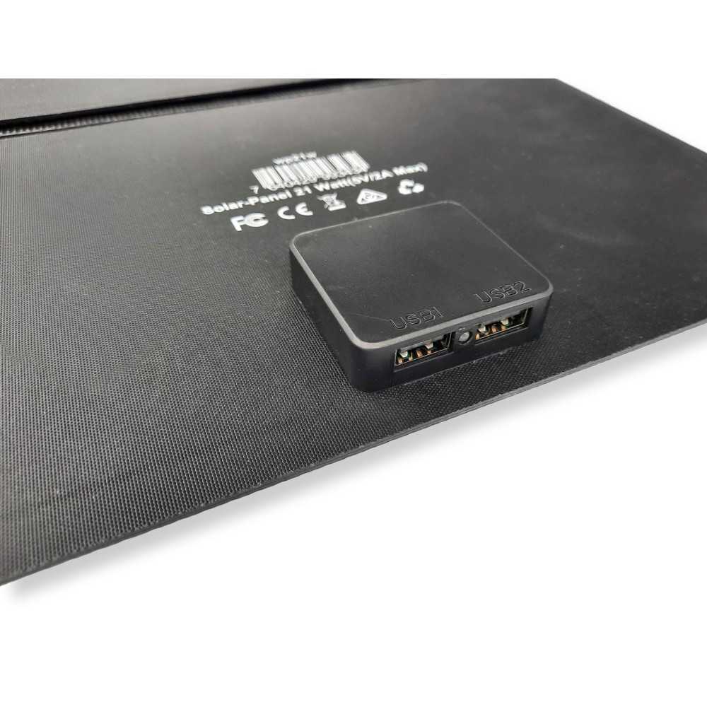 Panneau solaire pliable de 21 watts avec deux ports USB