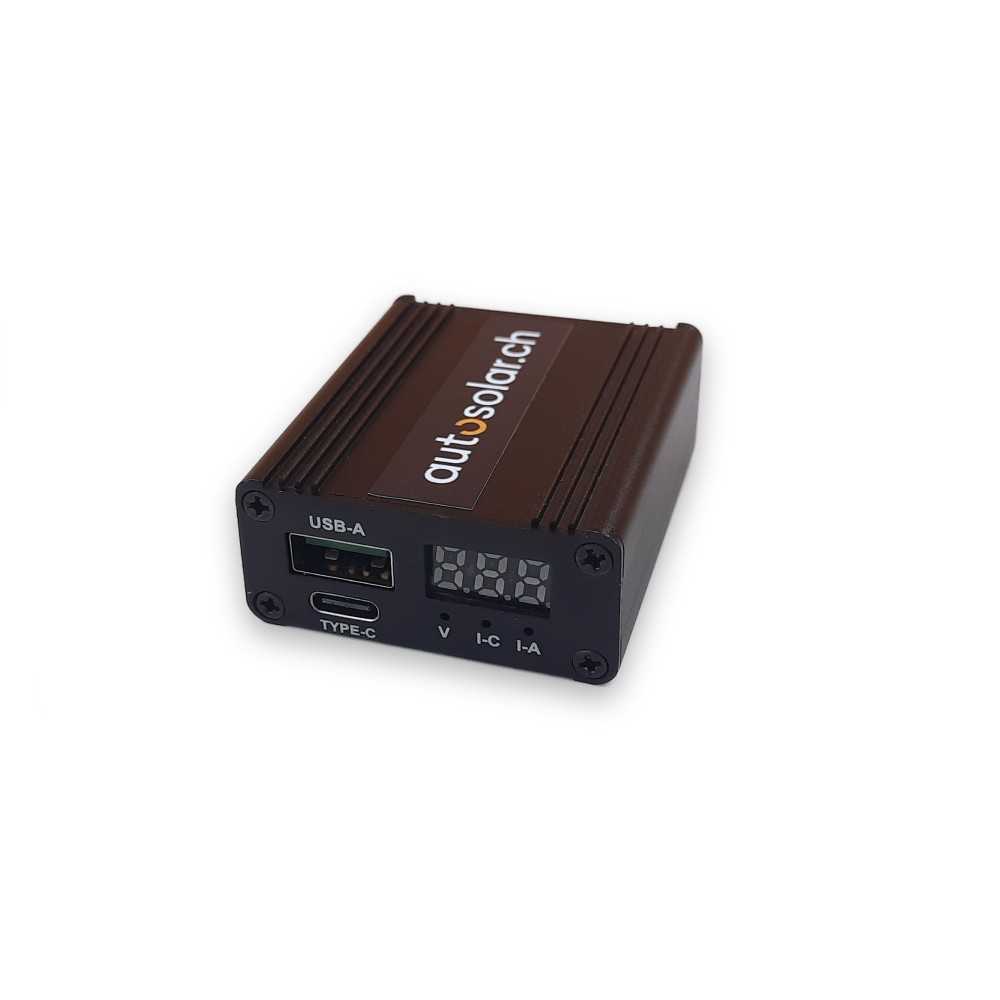 AutoSolar DC converter with 2 USB ports for solar power systems