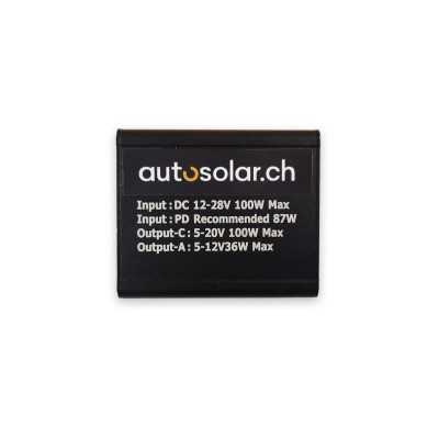 AutoSolar DC converter with 2 USB ports for solar power systems