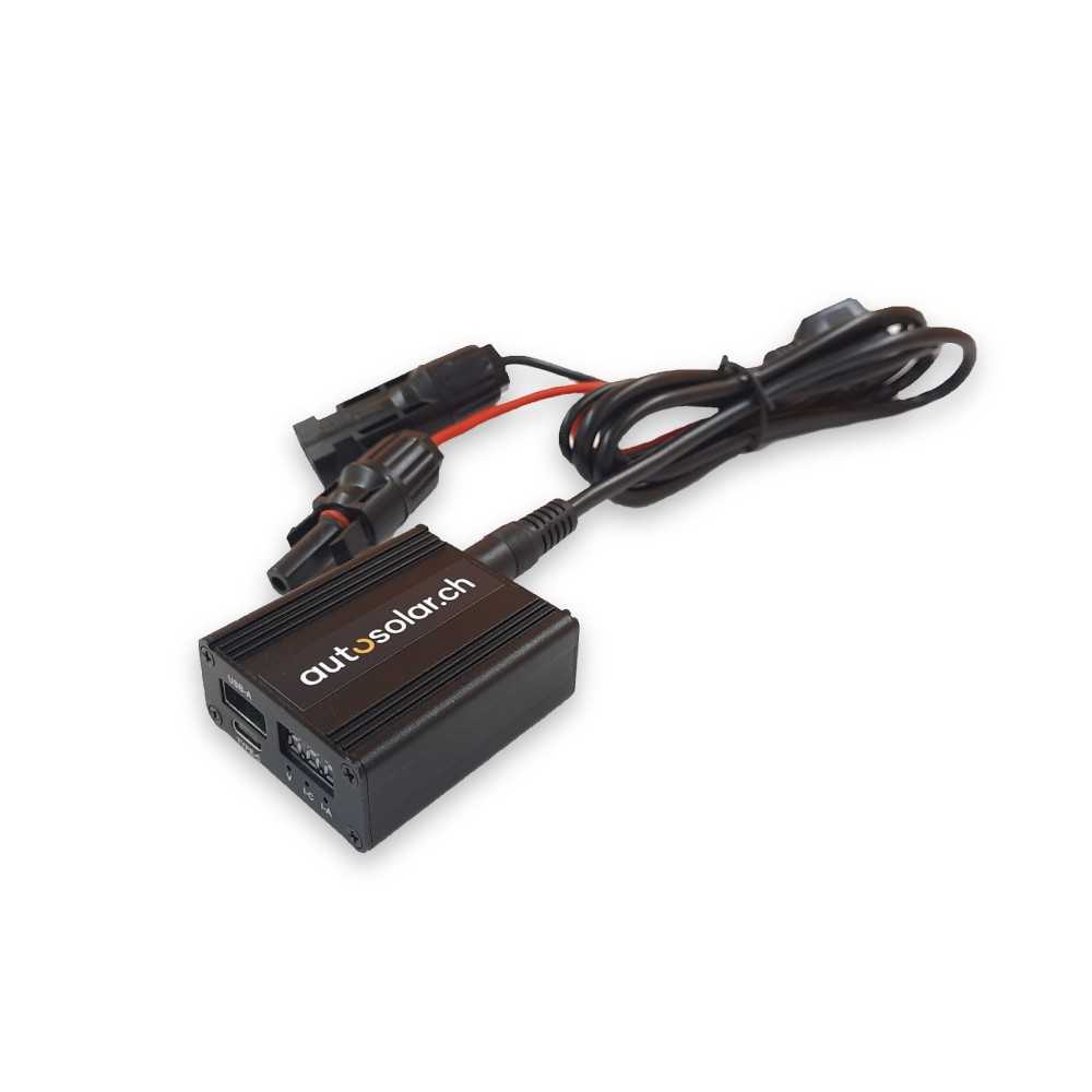 AutoSolar DC converter with 2 USB ports for solar power systems