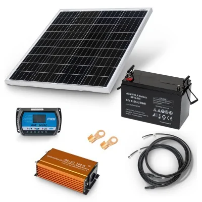 100W Solaranlage, 110Ah AGM-Batterie & 300W-Wechselrichter