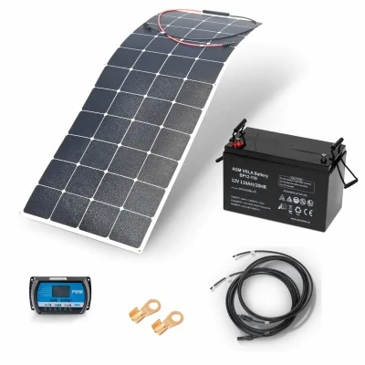 Solarset 160W Solaranlage flexibel mit 20A PWM Laderegler und 110Ah AGM-Batterie