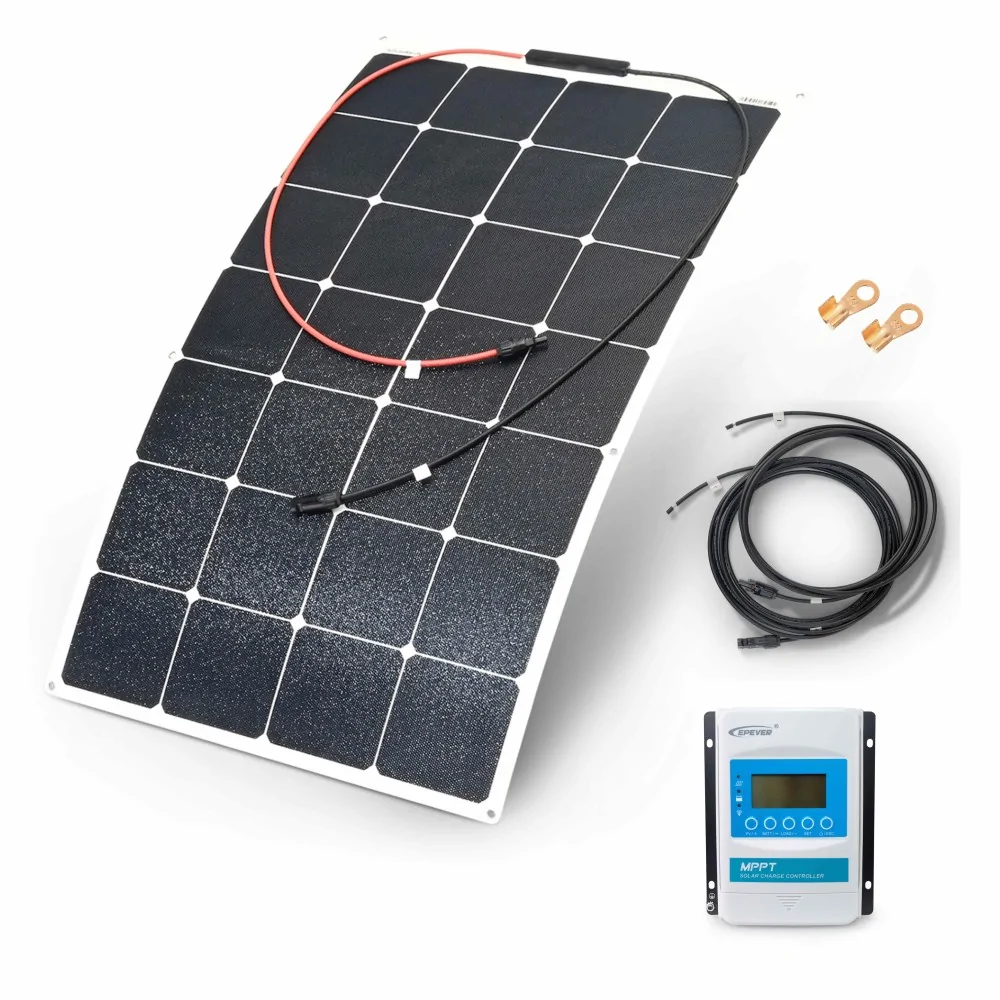 Solarset 100 Watt flexibel - für Gartenhaus, Alphütte, Schiff oder Camper