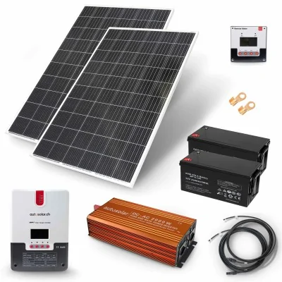 Komplettpaket 670W Solaranlage mit Batterie 2 x 220Ah und 2000W-Wechselrichter