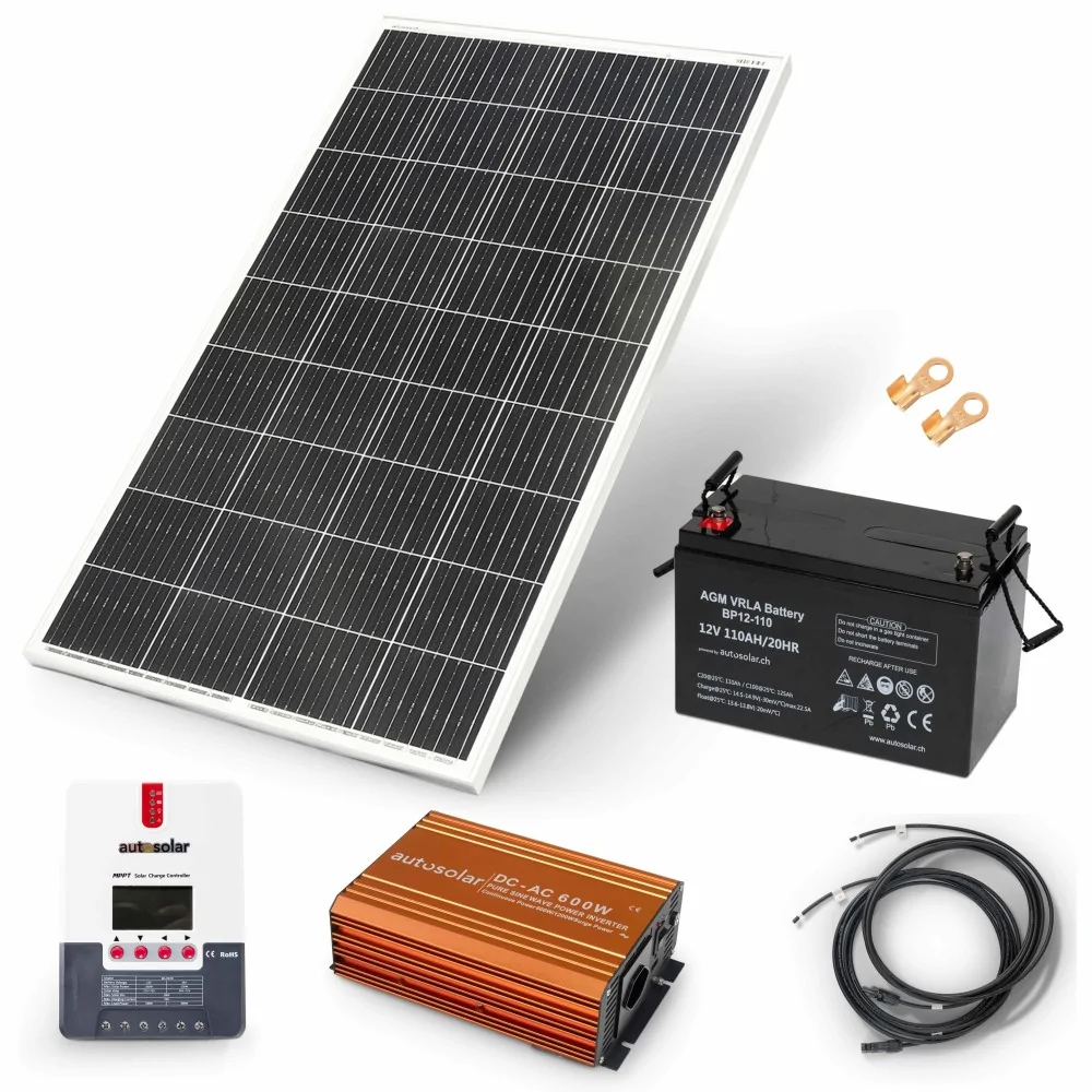 Solarset 160 Watt mit 230V-Wechselrichter - Solaranlage für Wohnmobil