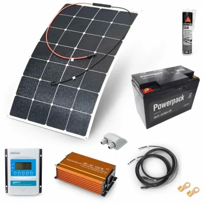 105W Solaranlage flexible mit Batterie, Laderegler & Wechselrichter
