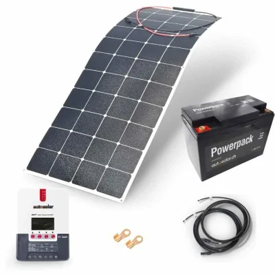 Solaranlage flexibel 160 Watt, 55Ah Lithiumbatterie und Laderegler
