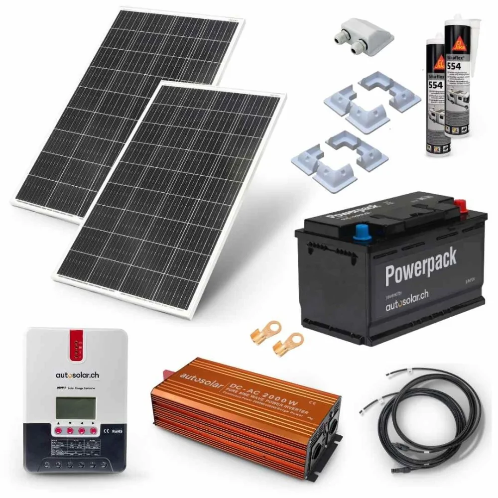 Solarset 320 Watt - Solaranlage inkl. Montagematerial fürs Wohnmobil und Camper