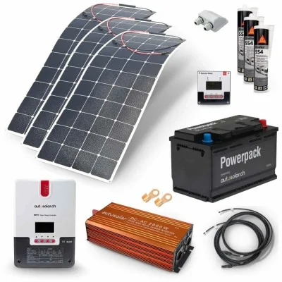 480W Solaranlage flexibel, Lithiumbatterie 105Ah & 2000W-Wechselrichter