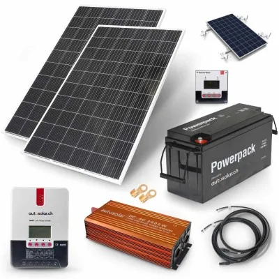 670W Solaranlage mit Lithiumbatterie 100Ah 24V & 2000W-Wechselrichter