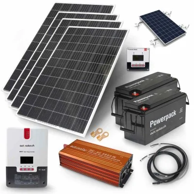 Solaranlage 1340W mit 2 x 100Ah Lithiumbatterien & 2000W-Wechselrichter