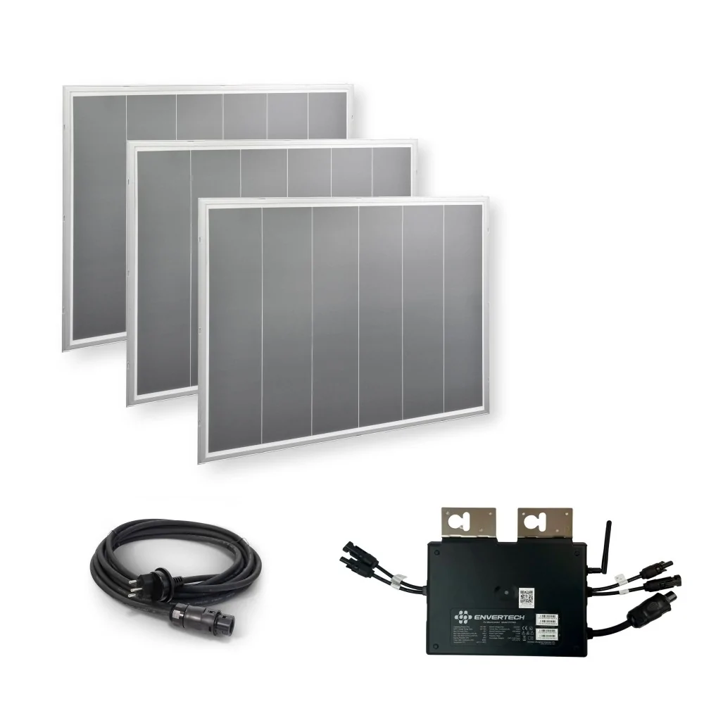 Centrale électrique de balcon à fines rayures blanches et grises