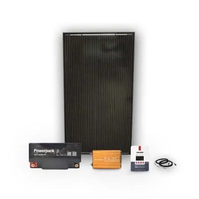 Solarset 160W mit MPPT Laderegler, Wechselrichter und Lithium 55Ah